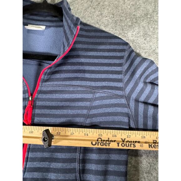 Columbia Sweater Women Small Blue Striped Quarter Zip Pullover Outdoor Gorpcore - Picture 3 of 7